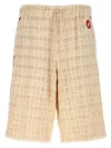 Gucci Contrast Band Tweed Bermuda Shorts Bermuda And Short White In Brown