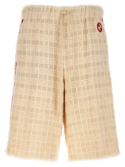 Gucci Contrast Band Tweed Bermuda Shorts Bermuda And Short White