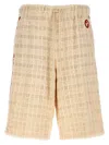 Gucci Tweed Bermuda Shorts Contrast Band In White