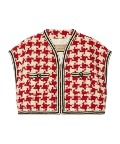 Gucci Contrast-color Knitted Vest In Nude