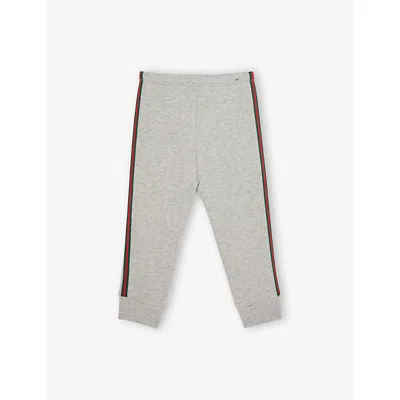 Gucci Kids' Light Grey Mel/mix Contrast-trim Cotton-jersey Jogging Bottoms 6- In Gray