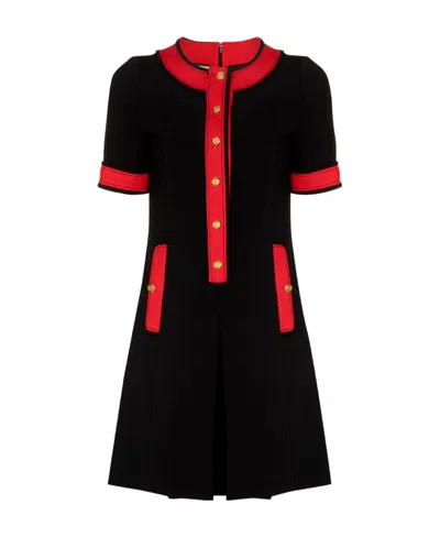 Gucci Contrast Trim Mini Shift Dress In Black
