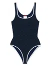 Gucci Gg Printed One-piece Swimsuit In Blue