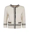 Gucci Contrast Trim Wool Cardigan In White