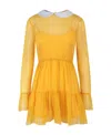 Gucci Peter Pan Collar Chiffon Mini Dress In Yellow