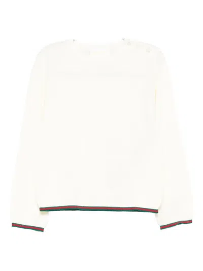 Gucci Babies' Contrasting-edge Jumper In White