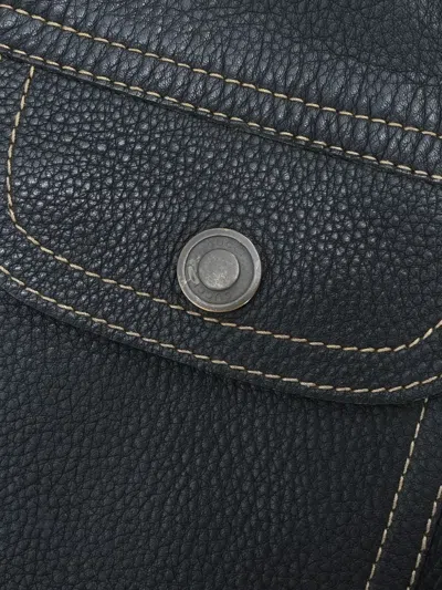 Pre-owned Gucci Contrast-stitch Leather Jacket In Black