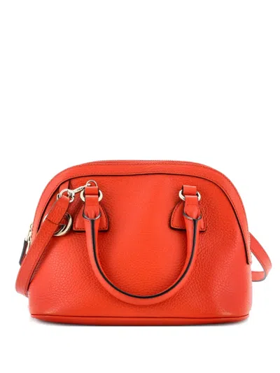 Pre-owned Gucci Convertible Dome Leather Mini Satchel In Orange