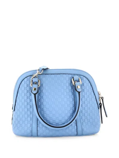 Pre-owned Gucci Convertible Dome Microssima Leather Mini Satchel In Blue