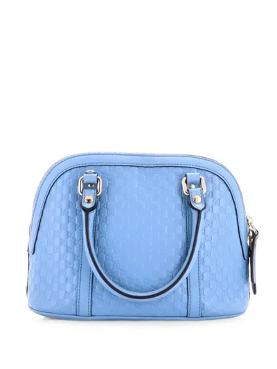 Pre-owned Gucci Convertible Dome Microssima Leather Mini Satchel In Blue