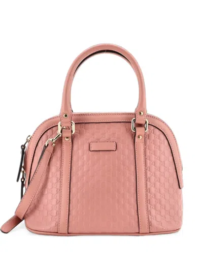 Pre-owned Gucci Convertible Dome Microssima Leather Mini Satchel In Pink