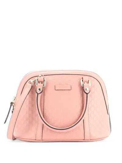 Pre-owned Gucci Convertible Dome Microssima Leather Mini Satchel In Pink