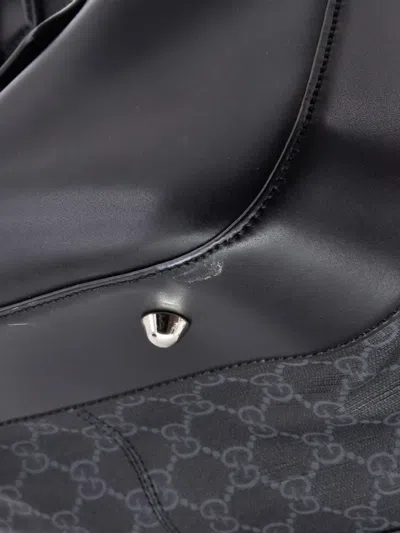 Pre-owned Gucci Convertible Duffle Bag Gg Coated Canvas Medium Travel Bag In Black