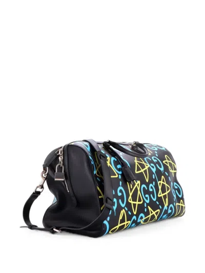Pre-owned Gucci Convertible Duffle Bag Ghost Leather Satchel In Black