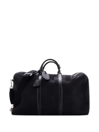 Pre-owned Gucci Convertible Duffle Bag Jumbo Gg Canvas Large Travel Bag In Black