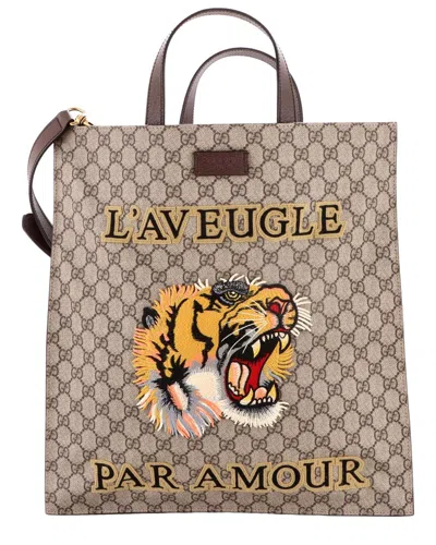 Gucci Convertible Soft Open Tote Printed Gg Coated Canvas Tall (authentic Pre-  Loved) In Yellow