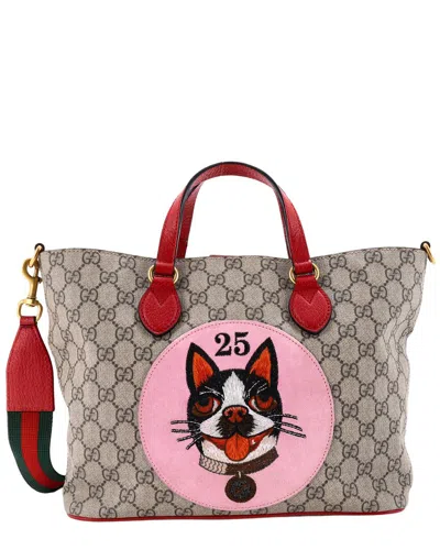 Gucci Convertible Soft Tote Gg Coated With Applique Small (authentic Pre-  Loved) In Multi