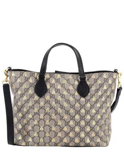 Gucci Convertible Soft Tote Printed Gg Coated Small (authentic Pre-loved) In Gray