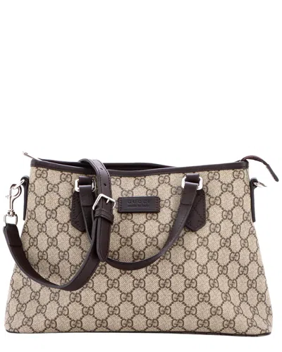 Pre-owned Gucci Convertible Zip Tote Gg Coated With Small (authentic Pre-loved)