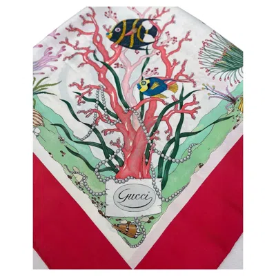 Pre-owned Gucci “coralli” Silk Scarf By Vittorio Accornero, 1968 In Gray