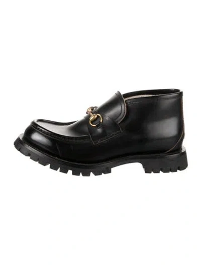 Pre-owned Gucci Cordovan Horsebit Accent Boots In Black