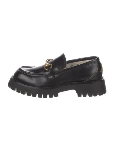 Pre-owned Gucci Cordovan Lux Horsebit Accent Loafers In Black