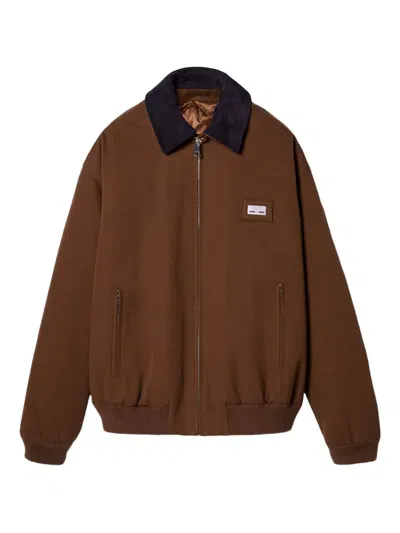 Gucci Corduroy-collar Cotton Bomber Jacket In Brown