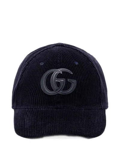 Gucci Textured Corduroy Baseball Cap With Curved Brim In Blue