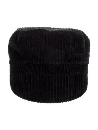 Pre-owned Gucci Corduroy Newsboy Hat In Black