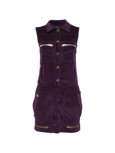 Pre-owned Gucci Corduroy Sleeveless Mini Dress In Purple
