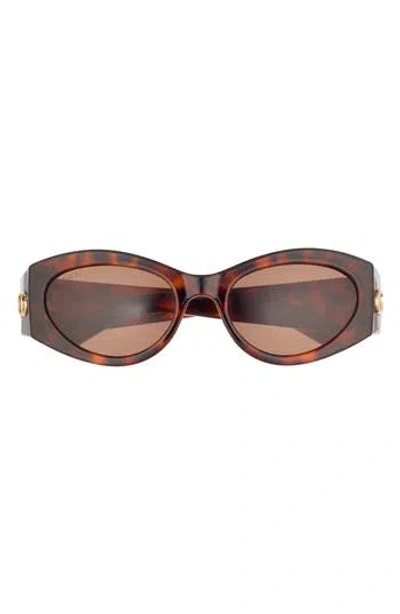 Gucci Core 53mm Oval Sunglasses In Brown
