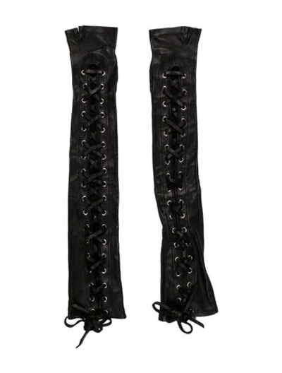 Pre-owned Gucci Corset Fingerless Gloves W/tags In Black