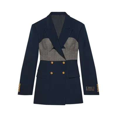 Pre-owned Gucci Corset Viscose Jacket 'blue' | Women's Size 36