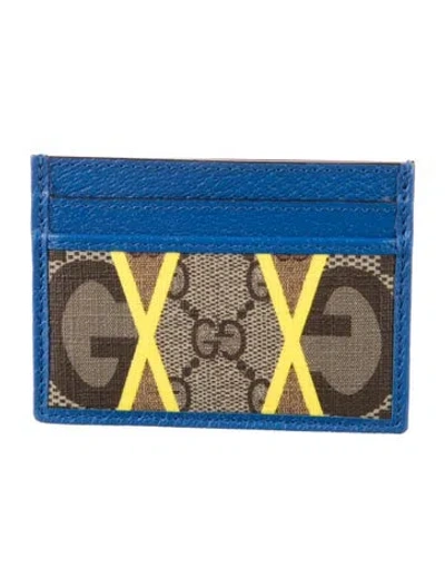 Pre-owned Gucci Cosmogonie Rhombus Gg Supreme Card Holder In Multi