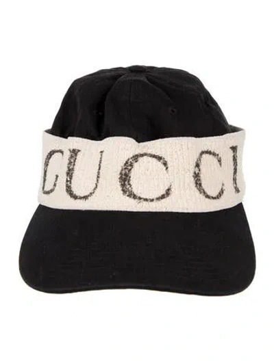Pre-owned Gucci Coton Logo Baseball Cap In Black