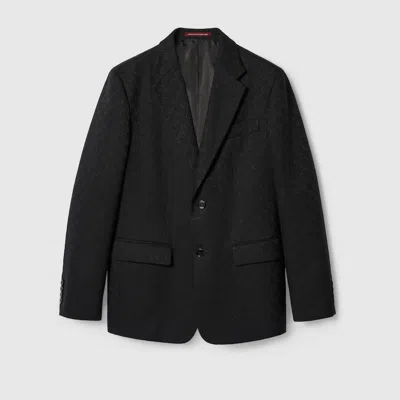Gucci Cotton And Gg Canvas Jacket In Black