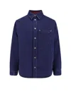 Gucci Logo Patch Denim Shirt In Blue