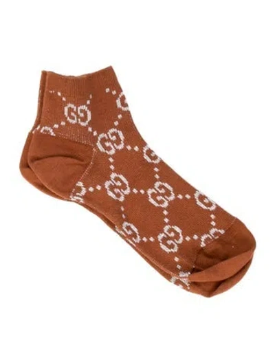 Pre-owned Gucci Cotton Ankle Socks In Brown