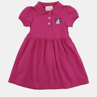 Pre-owned Gucci Cotton Baby Dress 12 In Pink