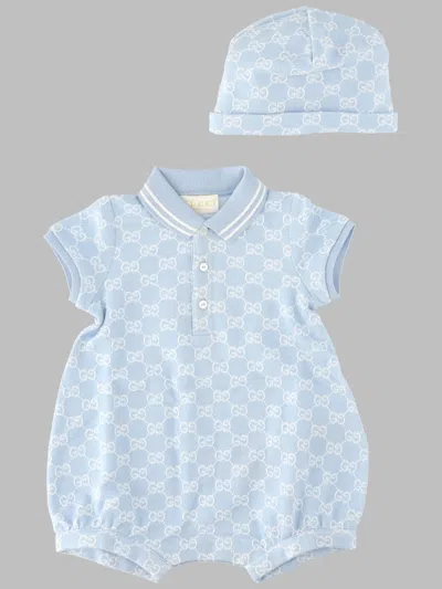 Gucci Cotton Baby Set With Mini Romper And Cap In Multicolour