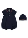 Gucci Cotton Babygrow Set In Blue
