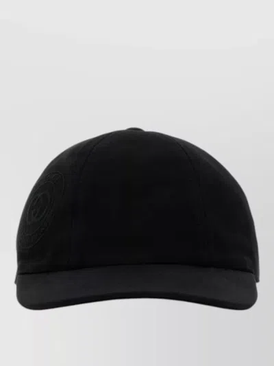Gucci Cotton Baseball Cap Curved Brim Design In Black