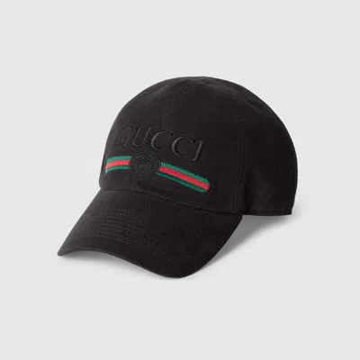 Gucci Cotton Baseball Hat With Embroidery In Black