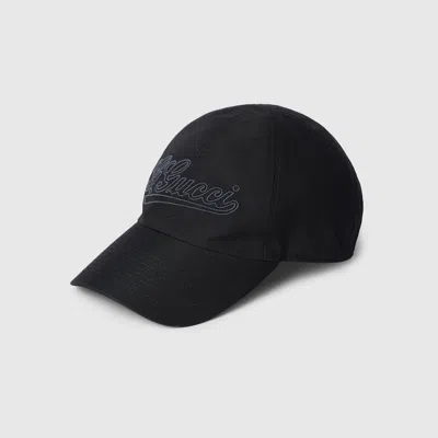 Gucci Cotton Baseball Hat With Embroidery In Black