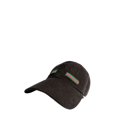 Gucci Cotton Baseball Hat With Embroidery In Black