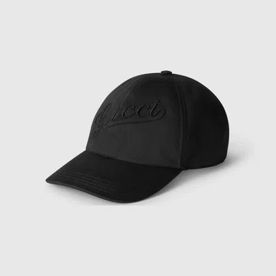 Gucci Cotton Baseball Hat With Embroidery In Black