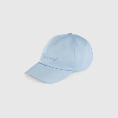 Gucci Cotton Baseball Hat With Embroidery In Blue