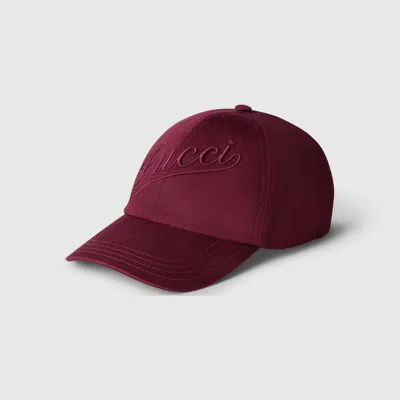 Gucci Cotton Baseball Hat With Embroidery In Red