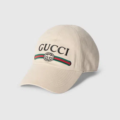Gucci Cotton Baseball Hat With Embroidery In White