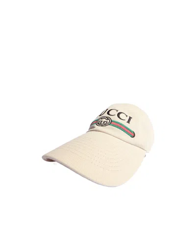 Gucci Cotton Baseball Hat With Embroidery In Gray